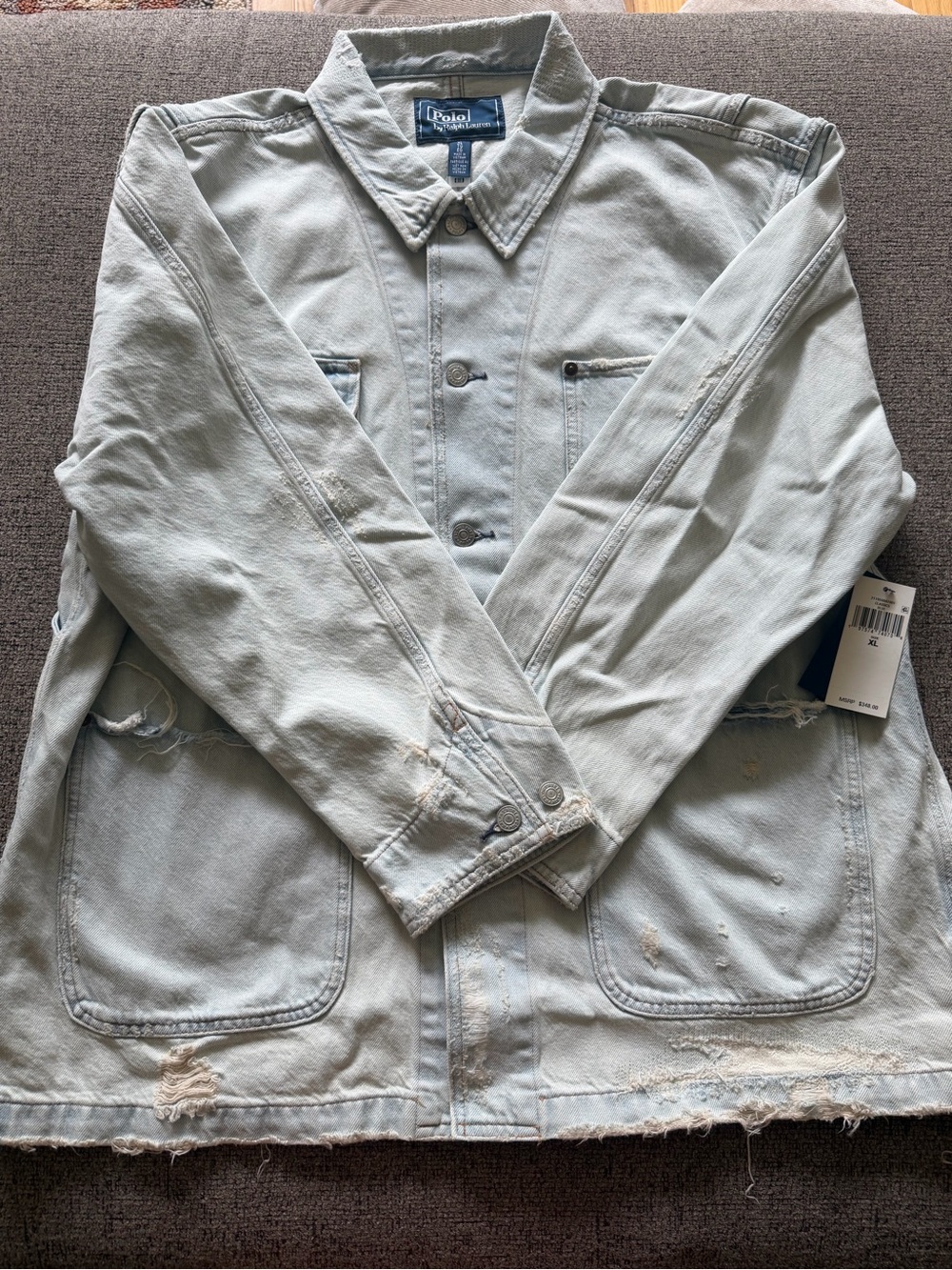 Polo Ralph Lauren light blue distressed denim chore jacket